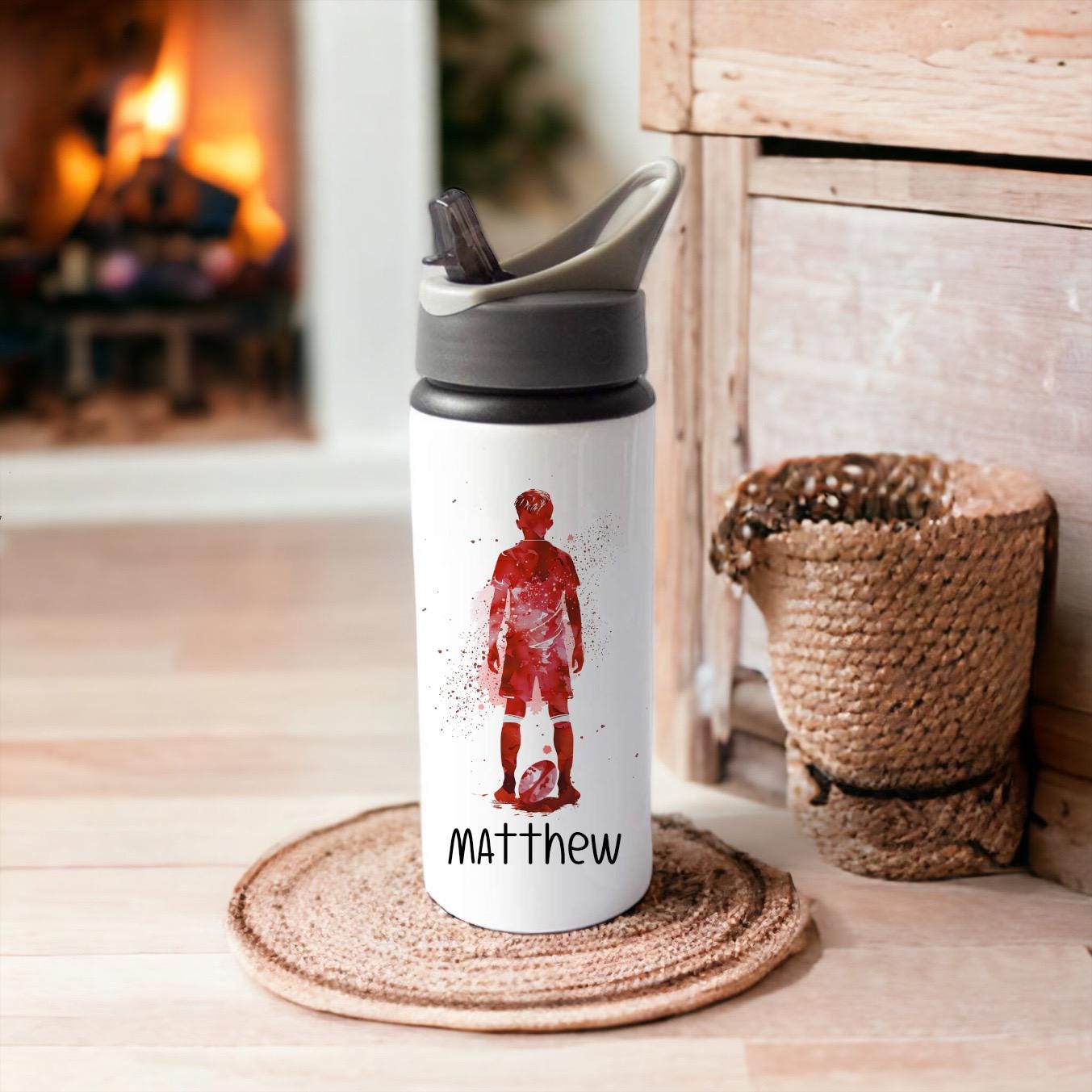Rugby Boy Water Bottle, Personalised Rugby Water Bottle, Drinks Bottle, Back To School Bottle
