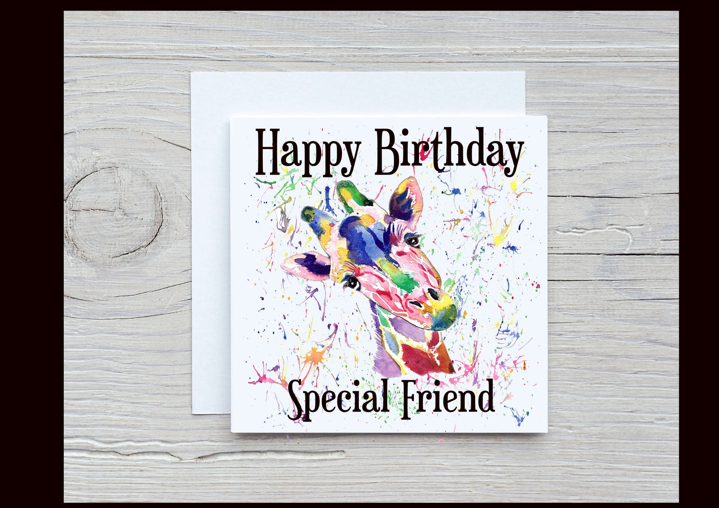 Giraffe Birthday Card, Personalised Birthday Card , Watercolour Giraffe Card, Special Friend Birthday Card