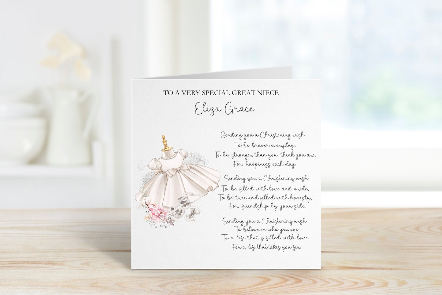 Great Granddaughter Christening Card, Christening Card For Great Granddaughter, Personalised Christening Card