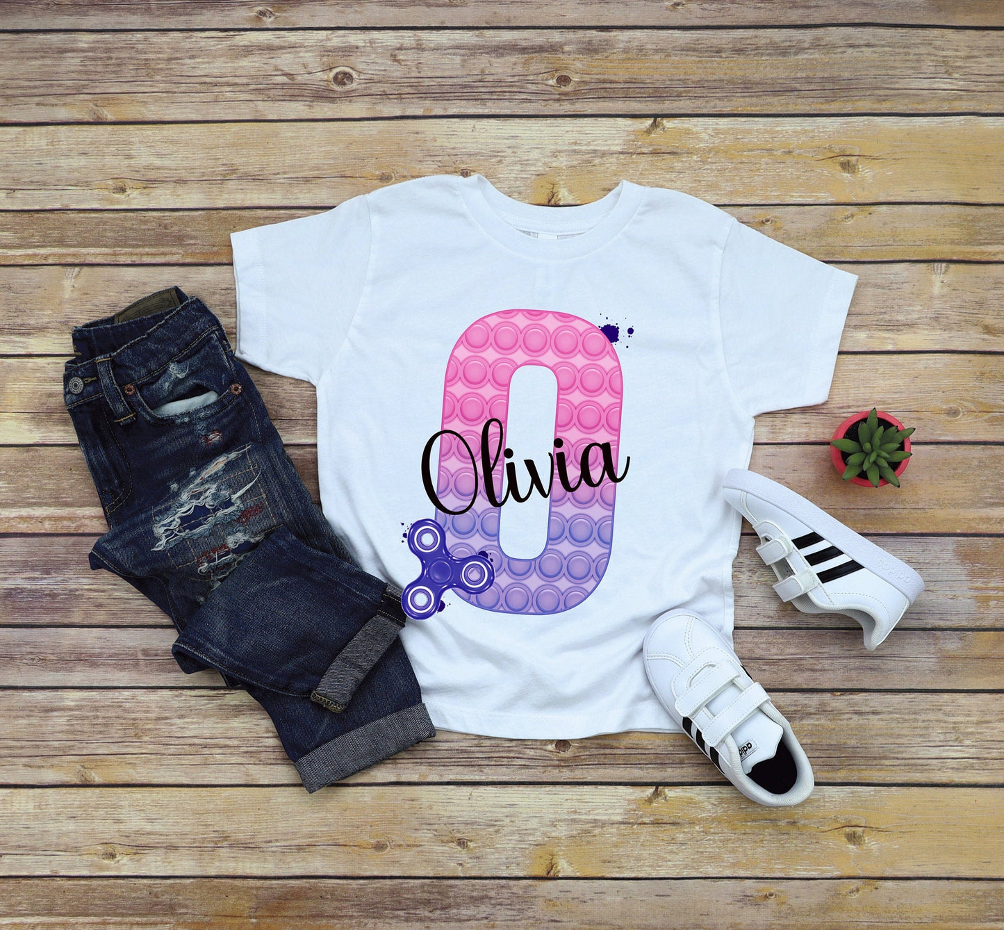 Pop it Fidget Initial Tshirt, Personalised Pop It Tee, Initial tshirt, Fidget Tshirt, Pink Purple Poppit Tshirt