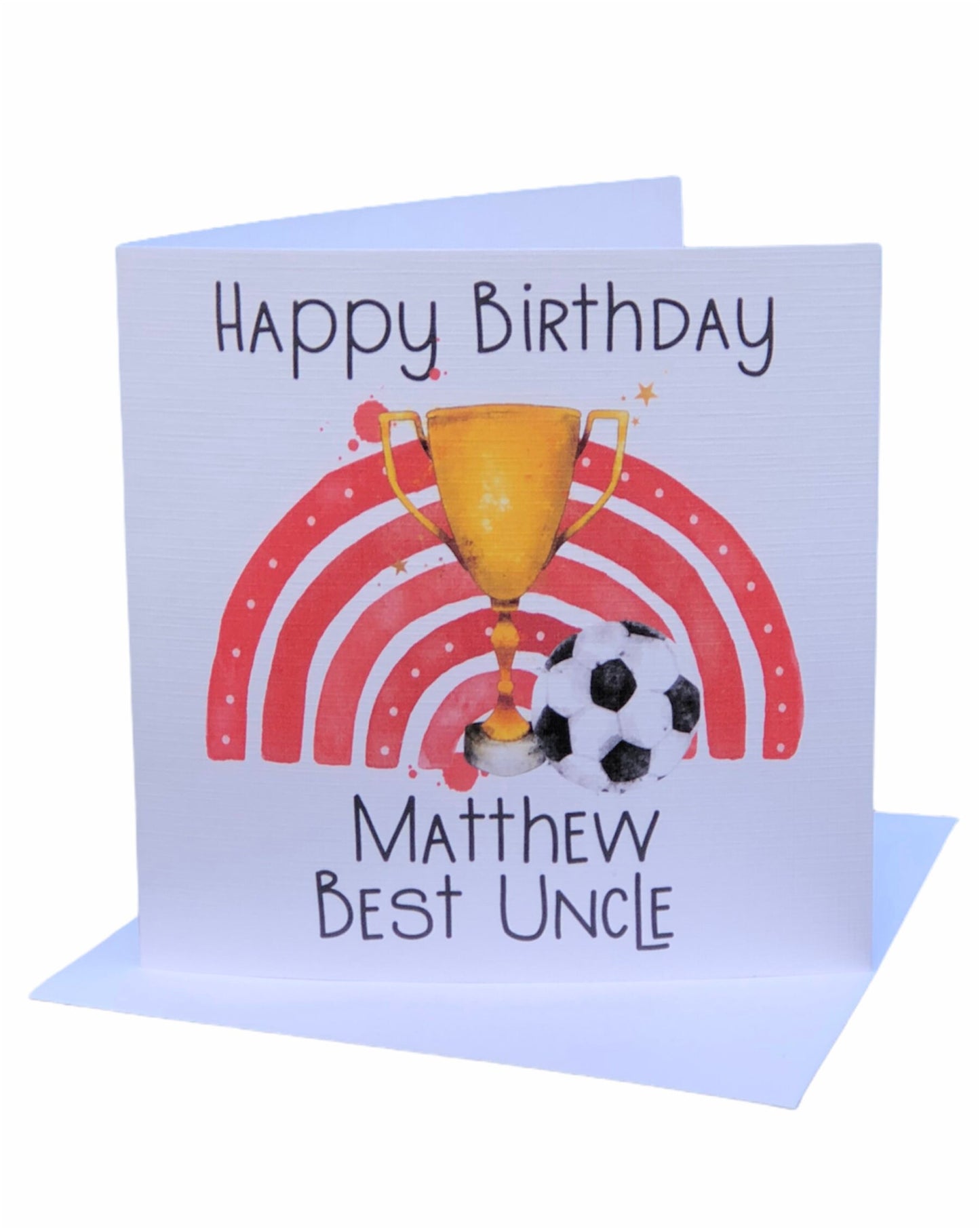 Personalised Birthday Card, Uncle Football Rainbow Birthday Card, Uncle Greeting Card, Grampy Birthday Card, Birthday Card For Him