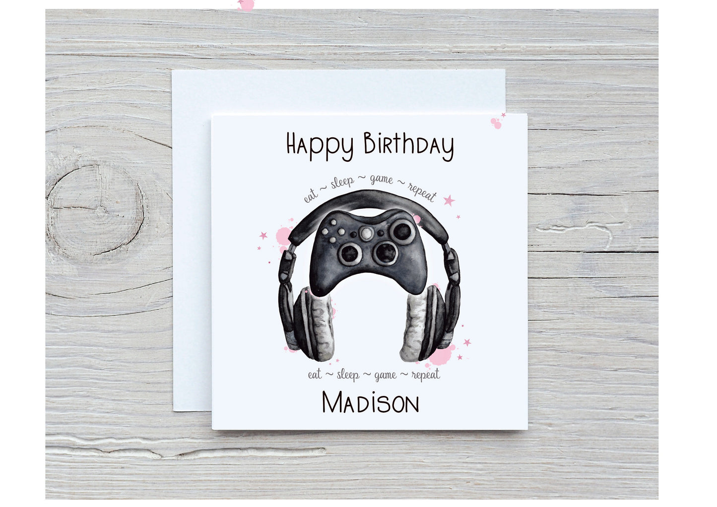 Gamer Girl Birthday Card, Teenager BIRTHDAY CARD, Controller And Headset Birthday Card, Card For Her, Personalised Gamer Birthday Card