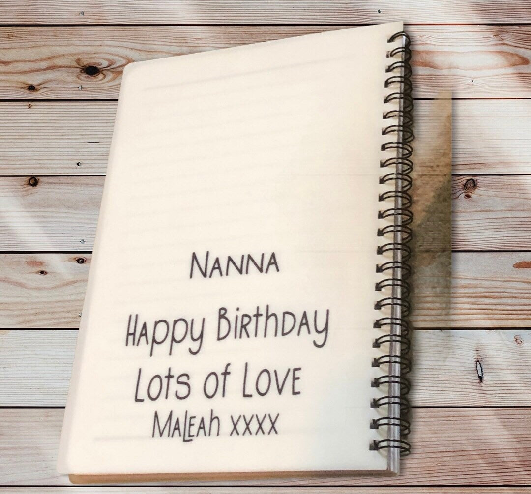 Personalised Notebook, Mothers Day Gift for Mum, Nan, Nanna, Nana. Spiral Bound Personalised Notebook