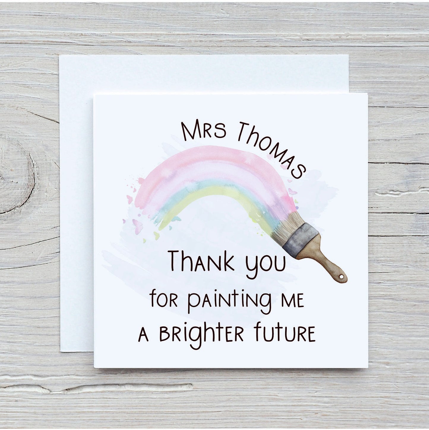 Teacher Thank You Card, Personalised Teacher Rainbow Card