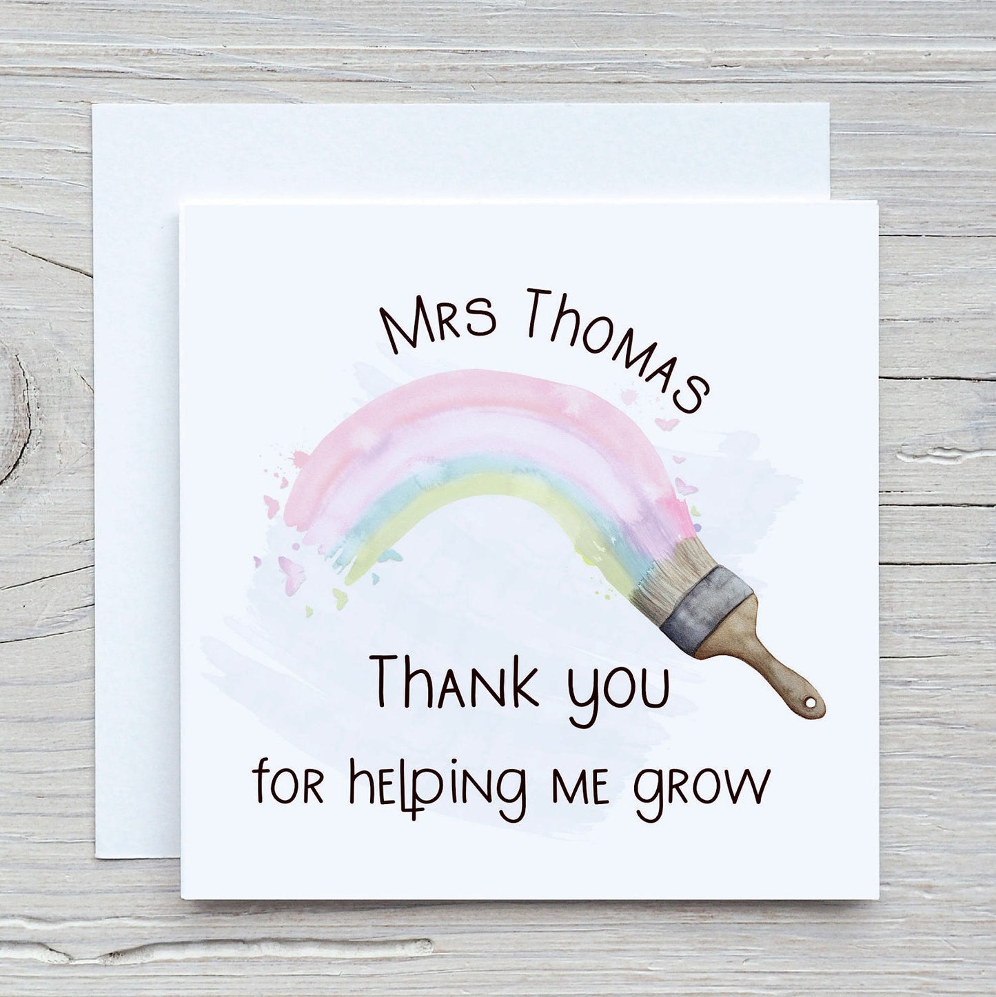 Card For Teacher, Teacher Thank You Card, Personalised Teacher Rainbow Card