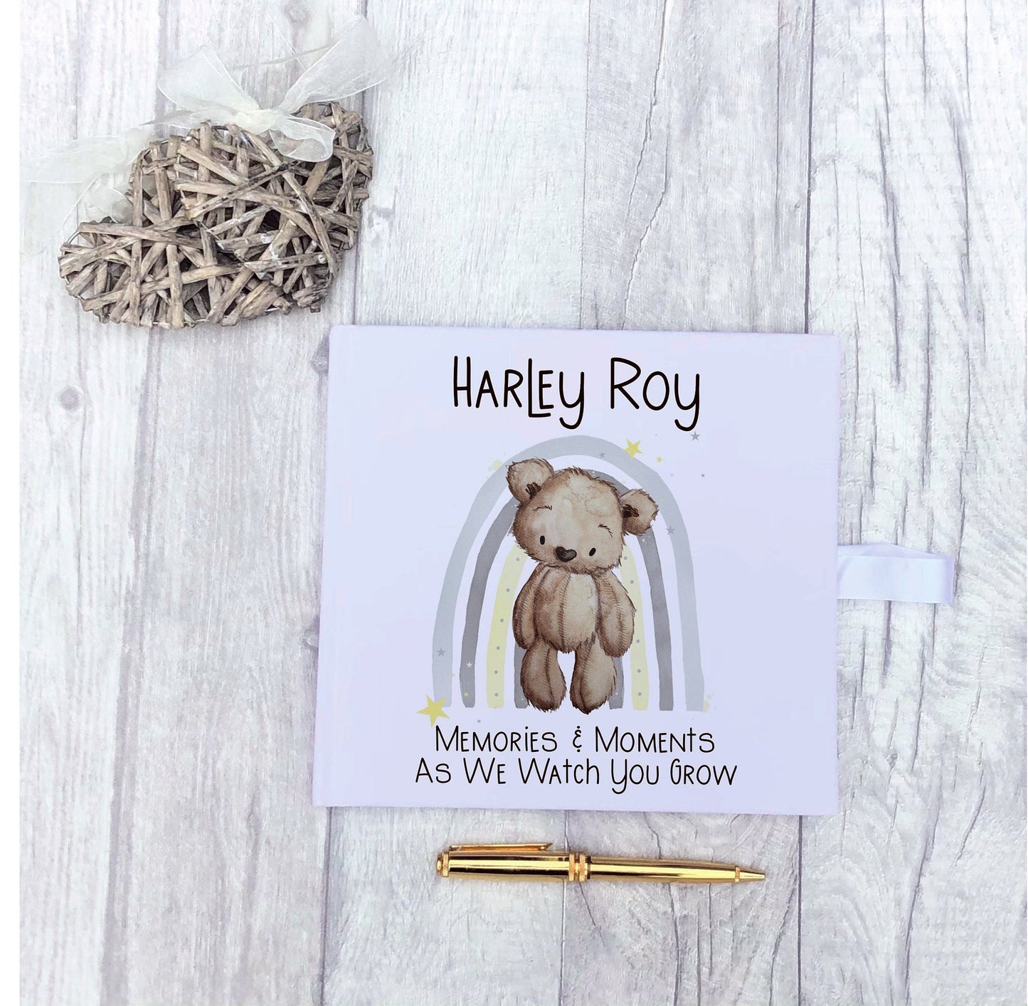 Baby Memory Book, Personalised Memory Scrapbook, Memories & Moments As We Watch You Grow Velvet Book