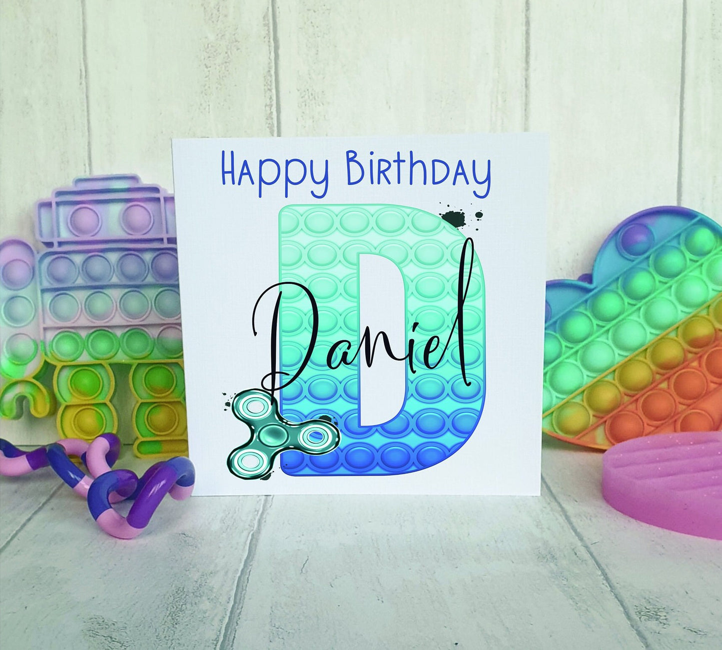 Pop it Birthday Card. Pop it Fidget Birthday Card, Personalised Pop it PINK AND PURPLE Card