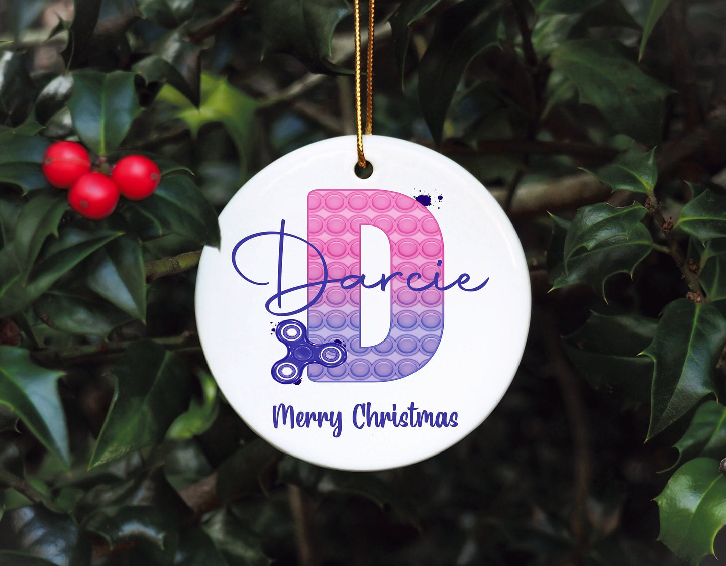 Poppit Christmas Bauble, Poppit Fidget Christmas Tree Decoration, Personalised Poppit Christmas Tree Ornament
