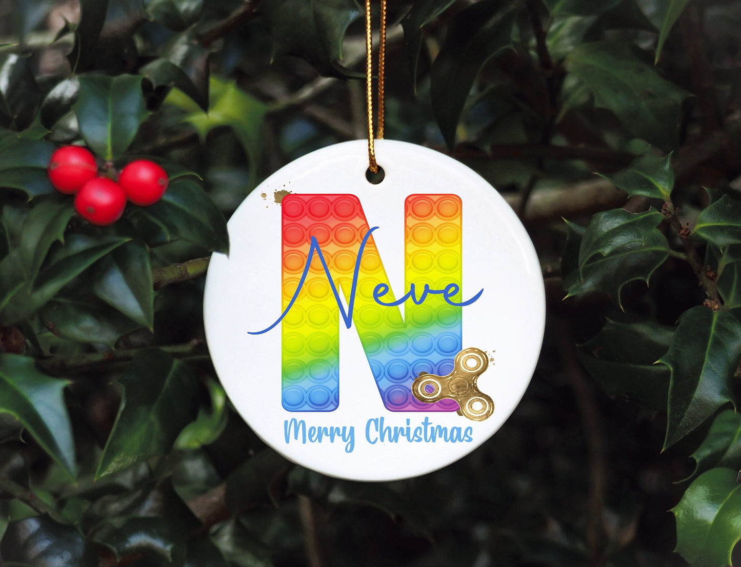 Poppit Christmas Bauble, Poppit Fidget Christmas Tree Decoration, Personalised Poppit Christmas Tree Ornament, Christmas In July
