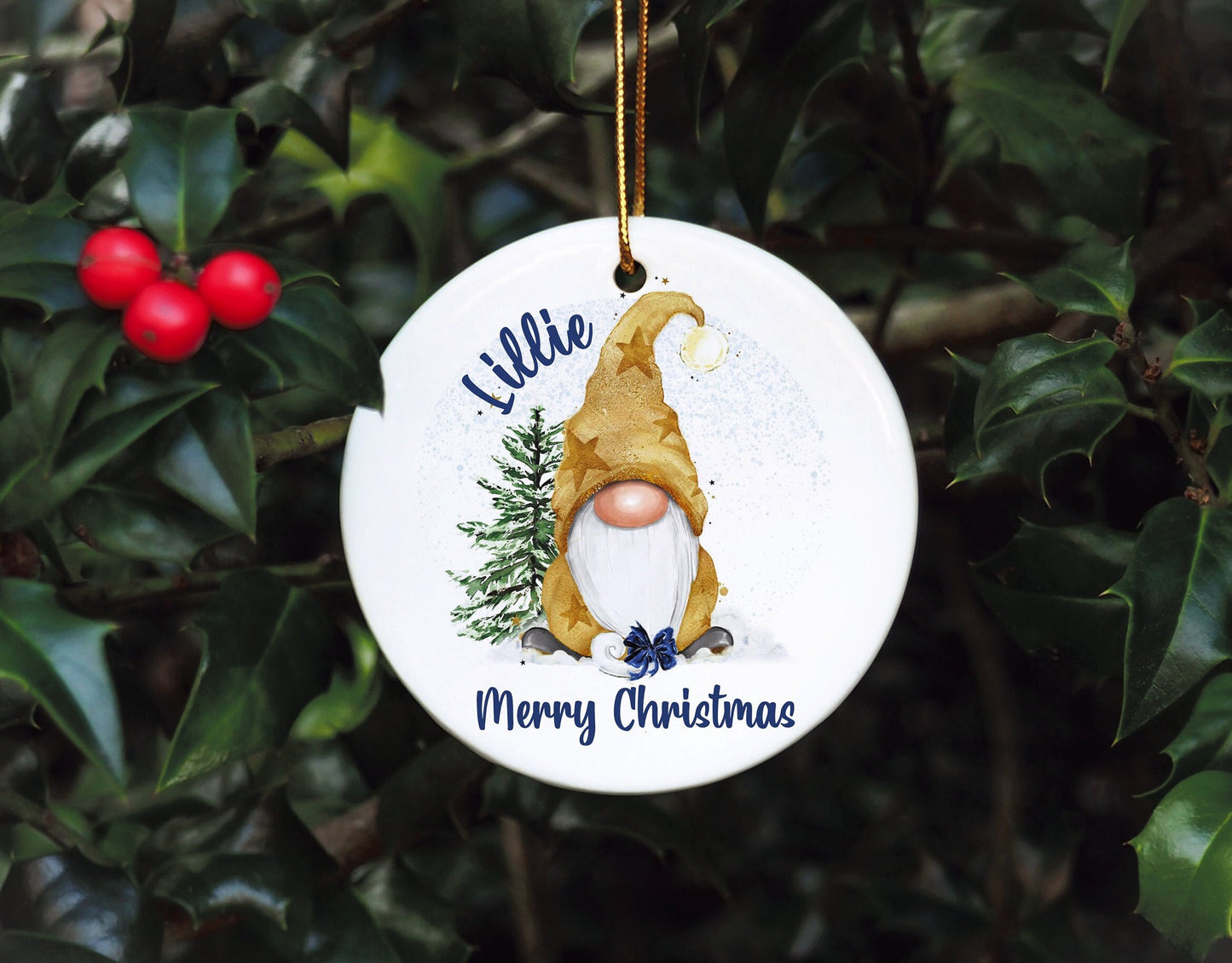Gnome Christmas Tree Bauble, Personalised Gonk Tree Decoration, Christmas Gonk Tree Ornament