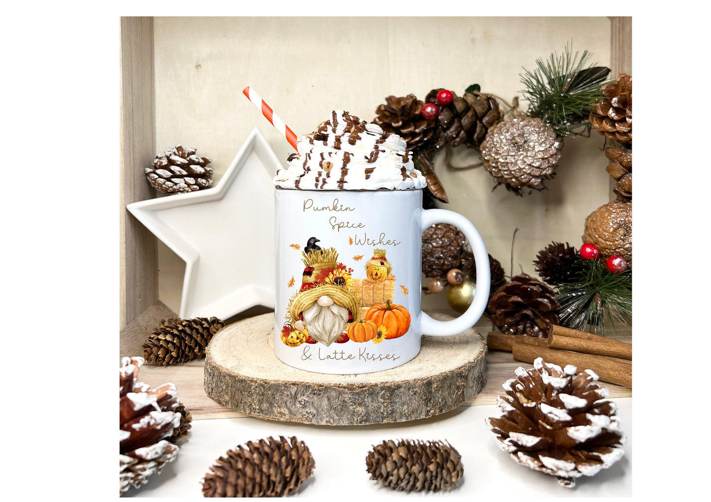 Autumn Mug, Fall Mug, Pumpkin Spice Wishes & Latte Kisses, Seasonal Mug, Cosy nights In