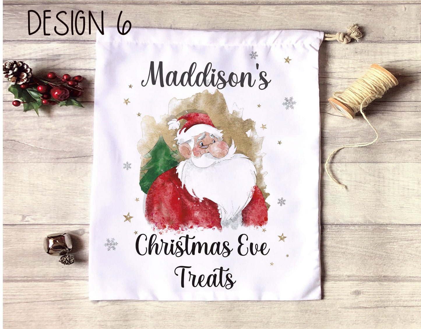Christmas Eve Treat Bag, Personalised Xmas Eve Goodies Bag, Twas The Night Before Christmas Family Treat Bag, Reindeer Red Nose Xmas Eve Bag