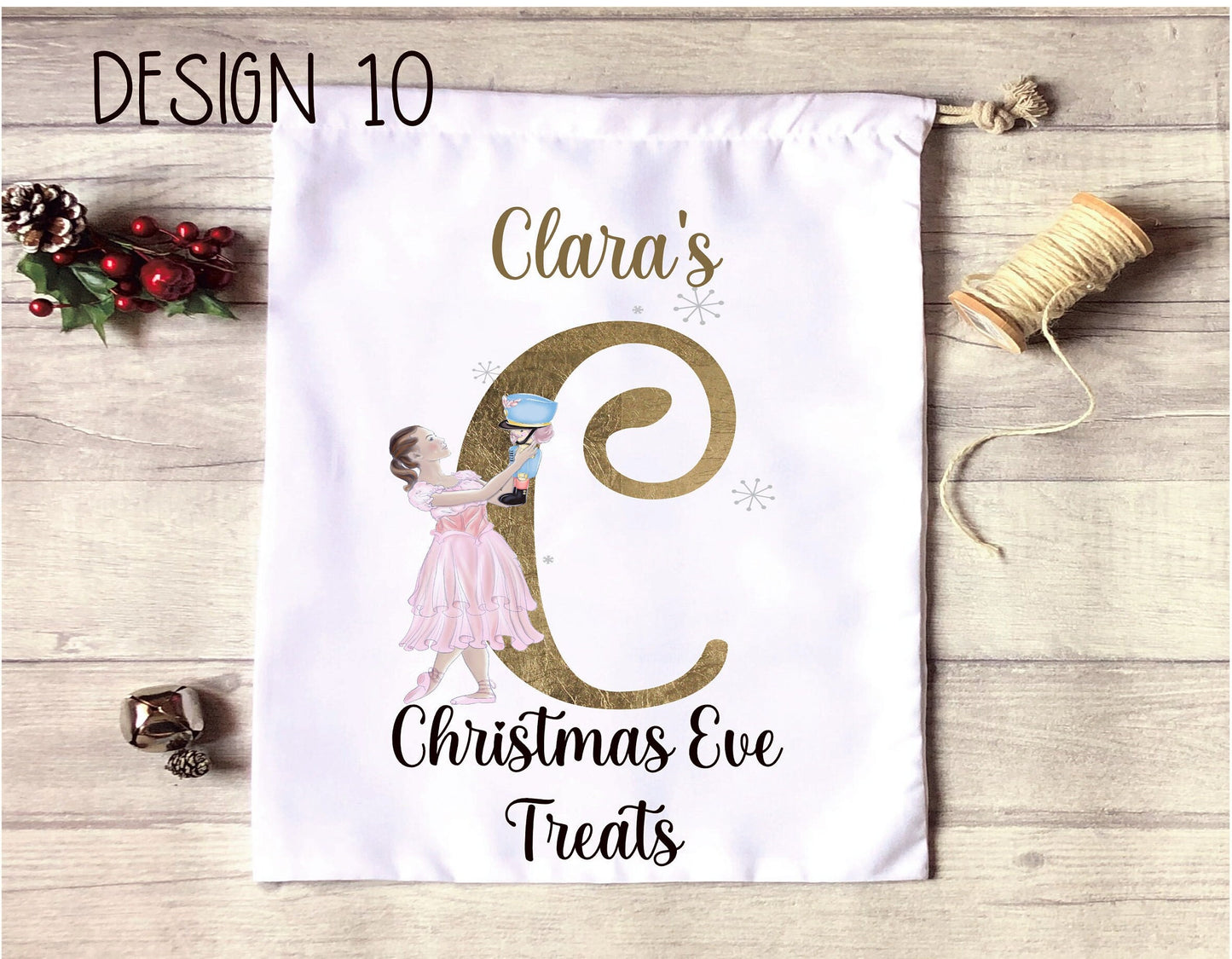 Christmas Eve Treat Bag, Personalised Xmas Eve Goodies Bag, Twas The Night Before Christmas Family Treat Bag, Reindeer Blue Nose Xmas Bag