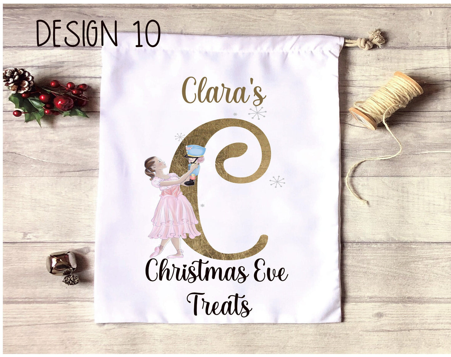Christmas Eve Treat Bag, Personalised Xmas Eve Goodies Bag, Twas The Night Before Christmas Family Treat Bag, Penguin Design Xmas Eve Sack