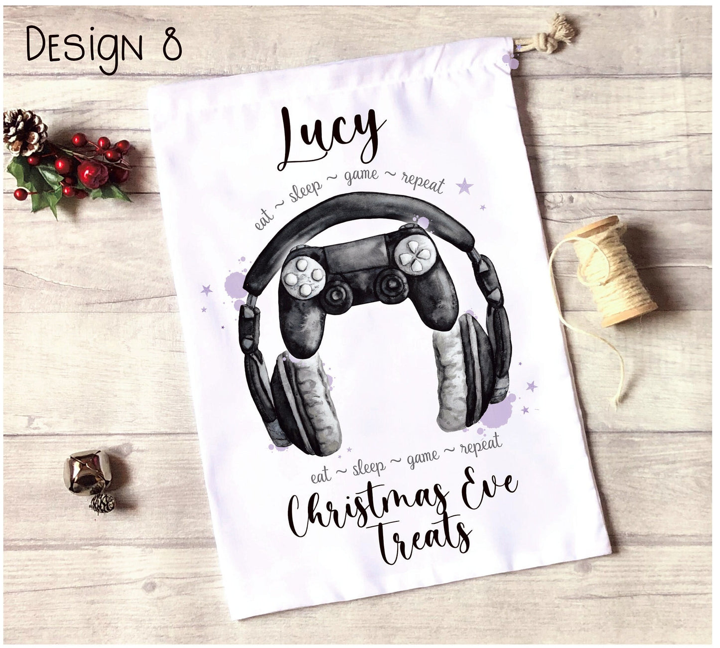 Gaming Legend Xmas Eve Sack, Personalised Gamer Christmas Eve Treat Bag, Gamer Xmas Treat Bag, Personalised Gamer Christmas Gift