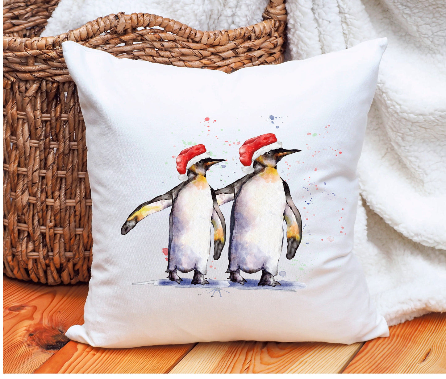 Penguin Christmas Cushion, Penguin Personalised Luxury Cushion Gift, Christmas Gift For Couples, Christmas Gifts For Her, Xmas Gifts For Him