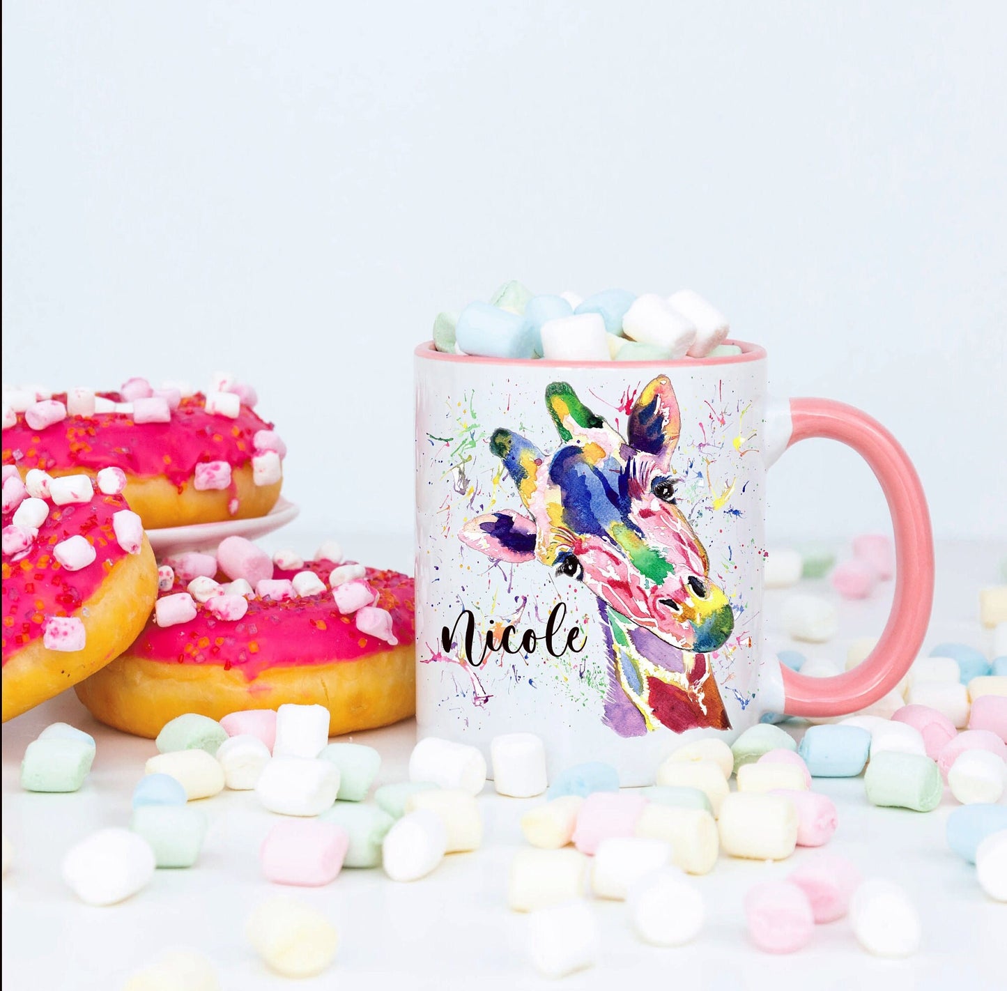 Personalised Giraffe Mug, Watercolour Giraffe, Giraffe Gift, Friend Gift, Giraffe Mug Gift Set