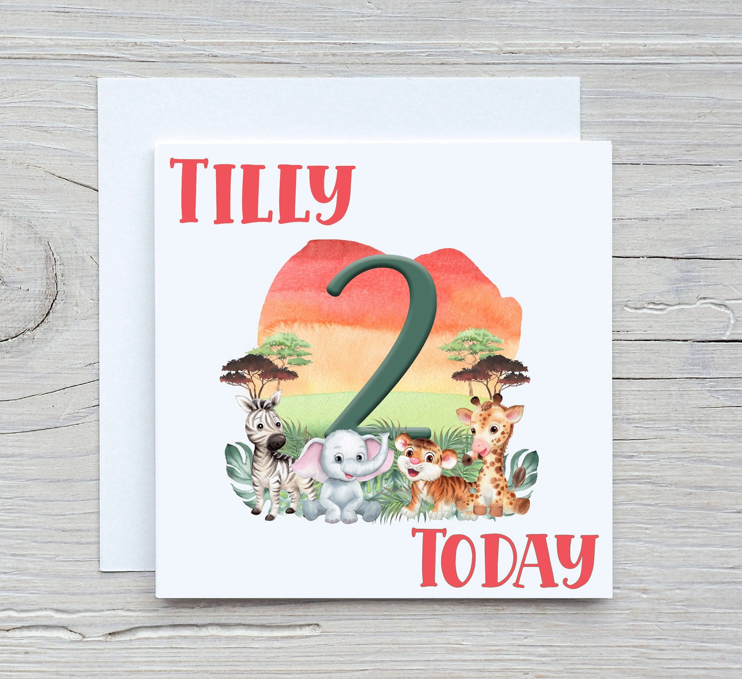 Kids Personalised Jungle Birthday Card, Kids Jungle Birthday Card, Children's Personalised Jungle Birthday Card