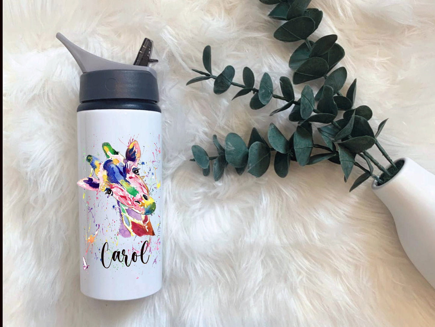 Personalised Drink Bottle, Giraffe Water Bottle, Drink Bottle With Handle, Personalised Giraffe Water Bottle, Friend Gift, Giraffe Gift