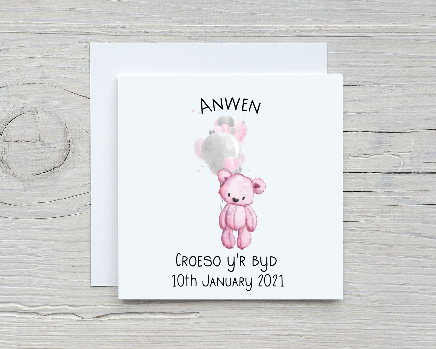 New Baby Card, Welsh New Baby Card, Croeso y'r byd, Congratulations New Baby Gift, Personalised New Baby Girl Card, New Baby Boy Card