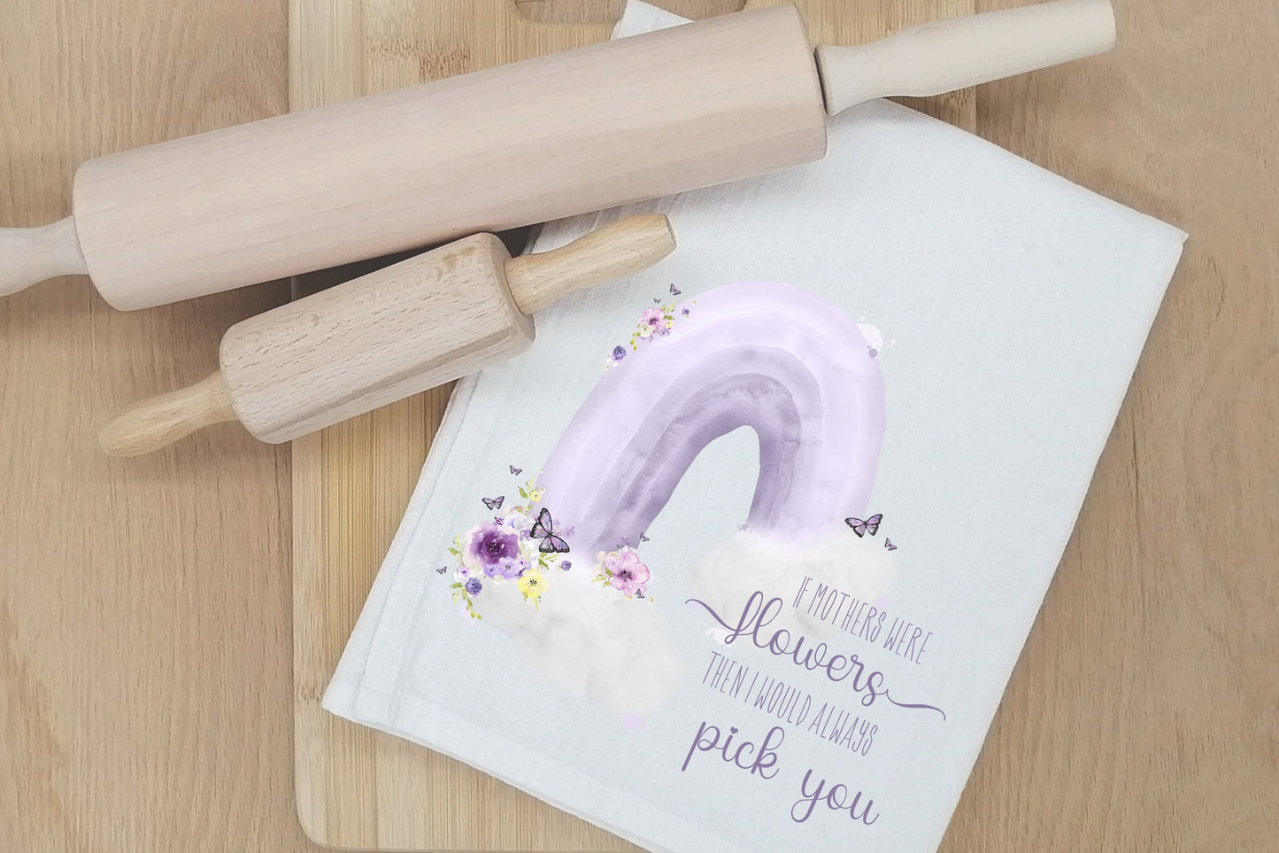 Mothers Day Gift, Gift For Mum, Floral Rainbow T-Towel