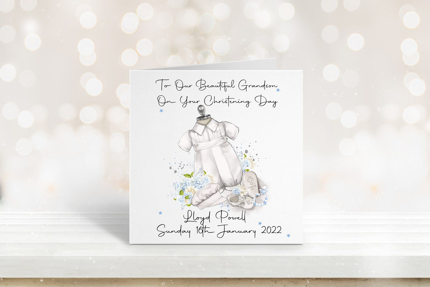 Personalised Christening Card, Christening Card For Boys, Christening Card For Grandson, Christening Card For Son, Christening Gifts