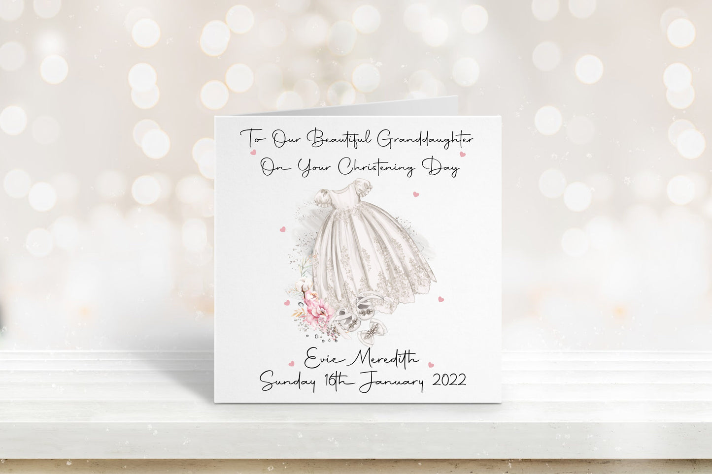 Personalised Christening Card, Christening Card For Girls, Christening Card For Granddaughter, Christening Card For Daughter