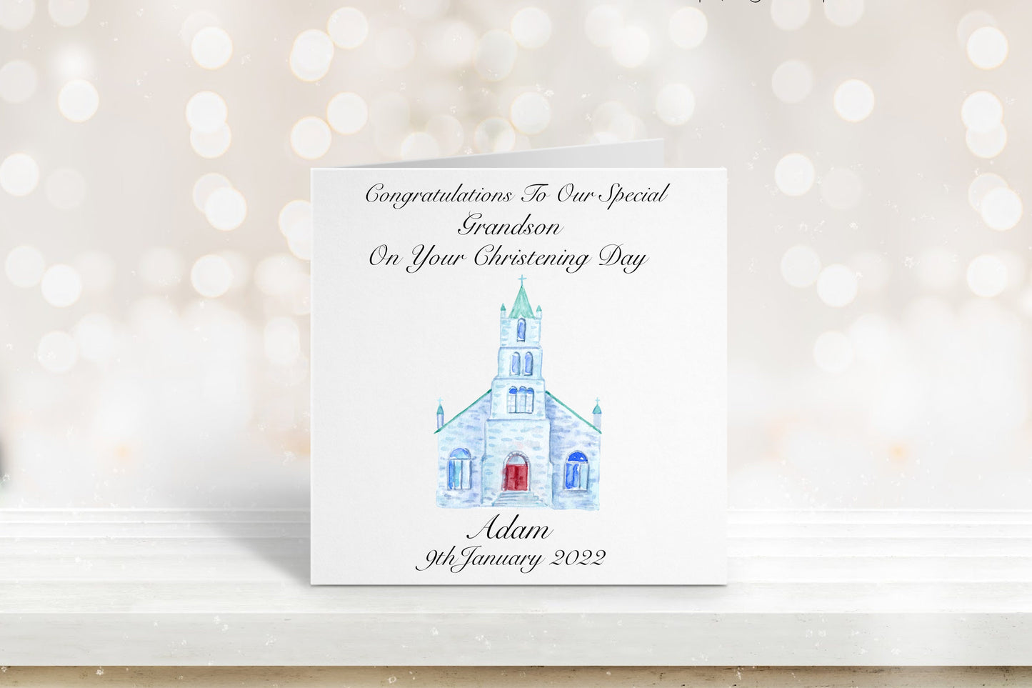 Personalised Christening Card For Son, Christening Card For Grandson, Christening Card Godson, Christening Card For Boys