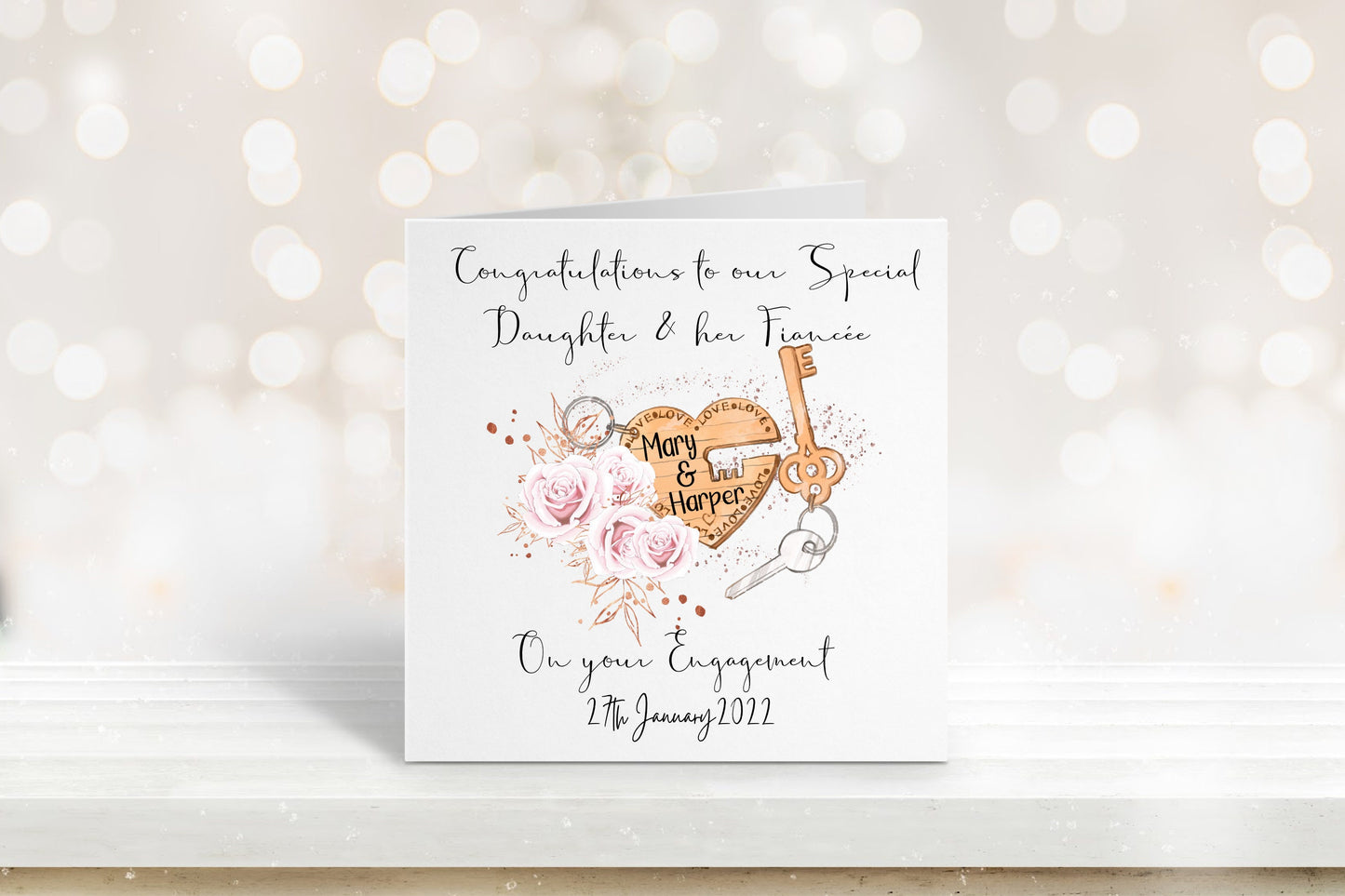 Daughter & Fiancé Engagement Card, Personalised Engagement Card For Daughter, Engagement Card For Son, Engagement Card For Daughter