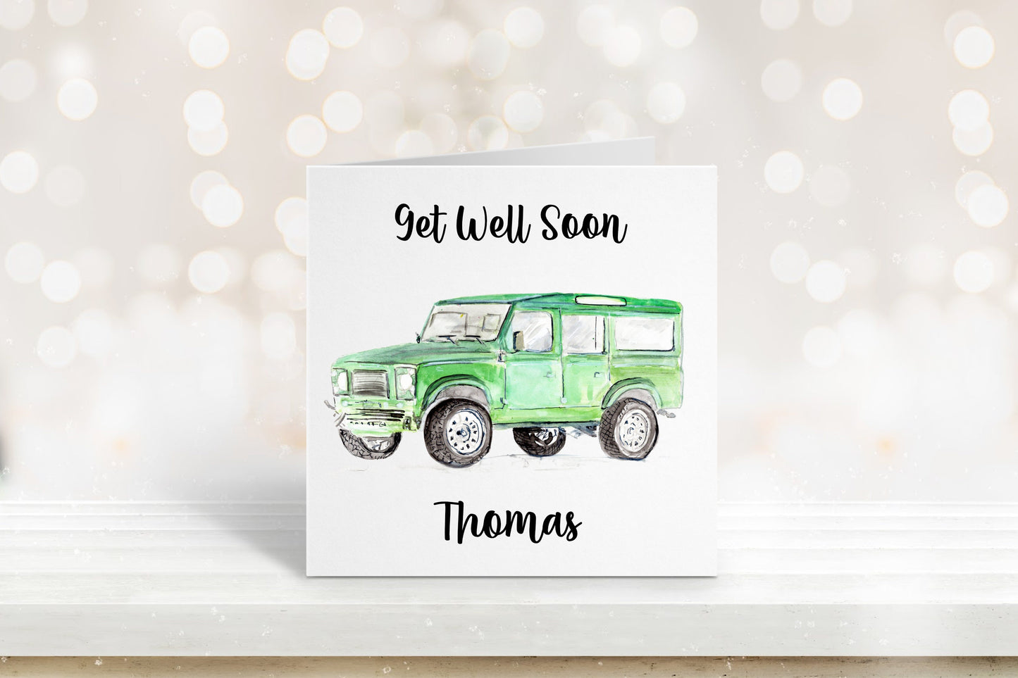 Get Well Soon Card, Personalised Get Well Soon Card For Him, Defender Card, Landrover Card