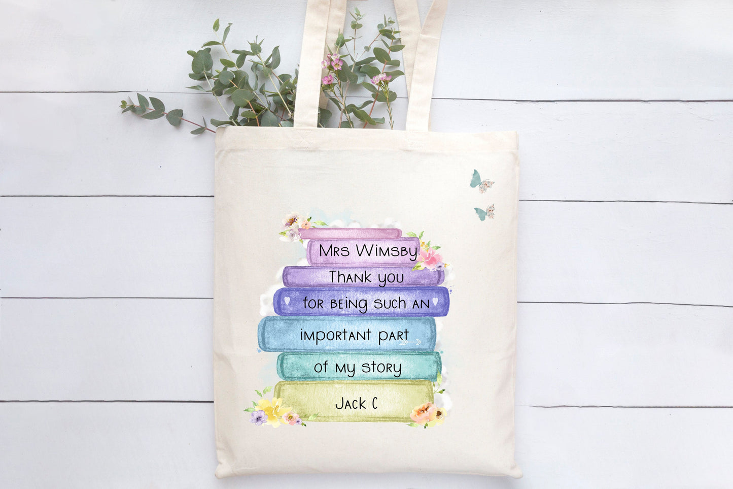 Teacher Gifts, Teacher Tote Bag, Personalised Book Bag, Personalised Teacher Bag,