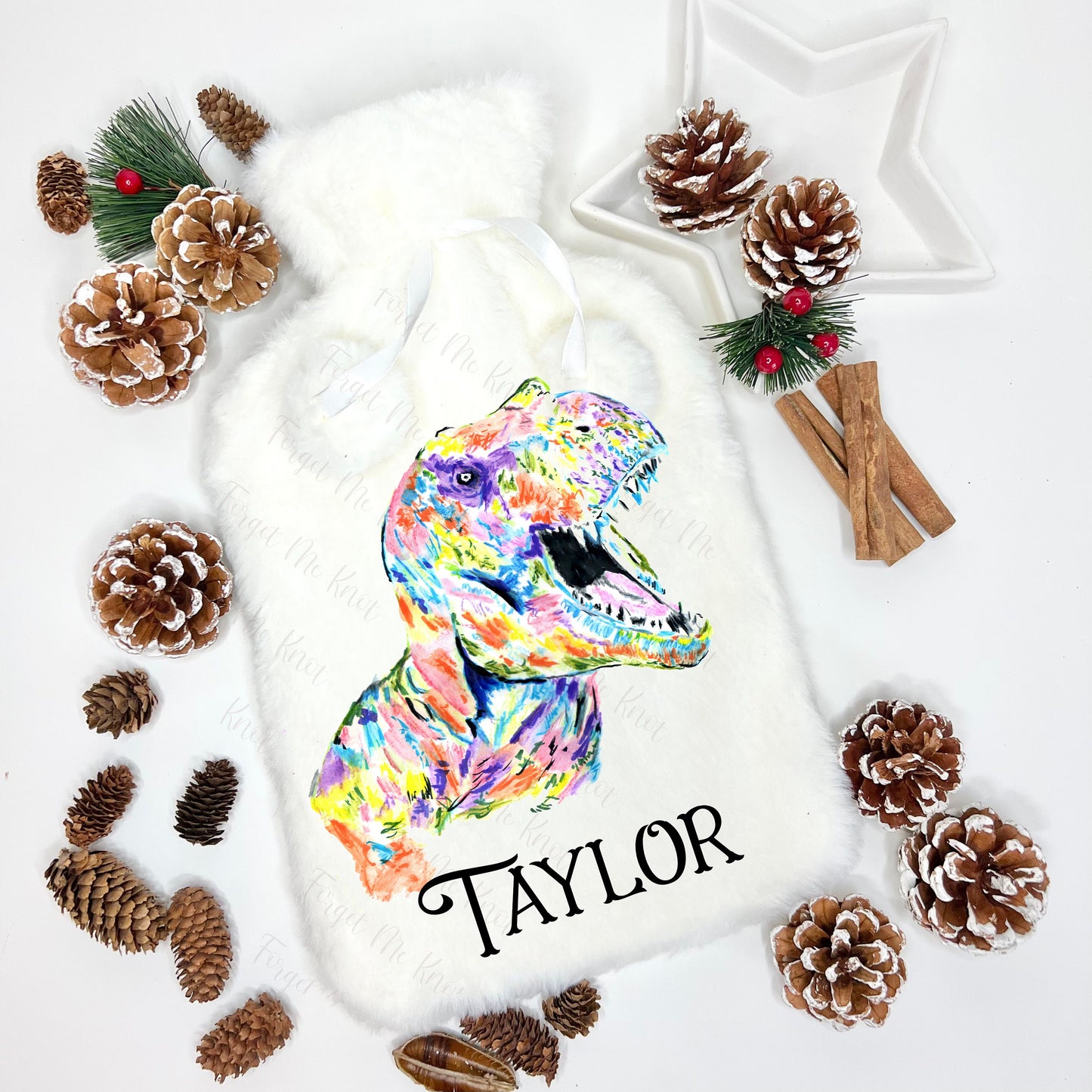 Hot Water Bottle, Personalised Hot Water Bottle, Dinosaur Hot Water Bottle, T-Rex Gift, Christmas Gift For Grandson