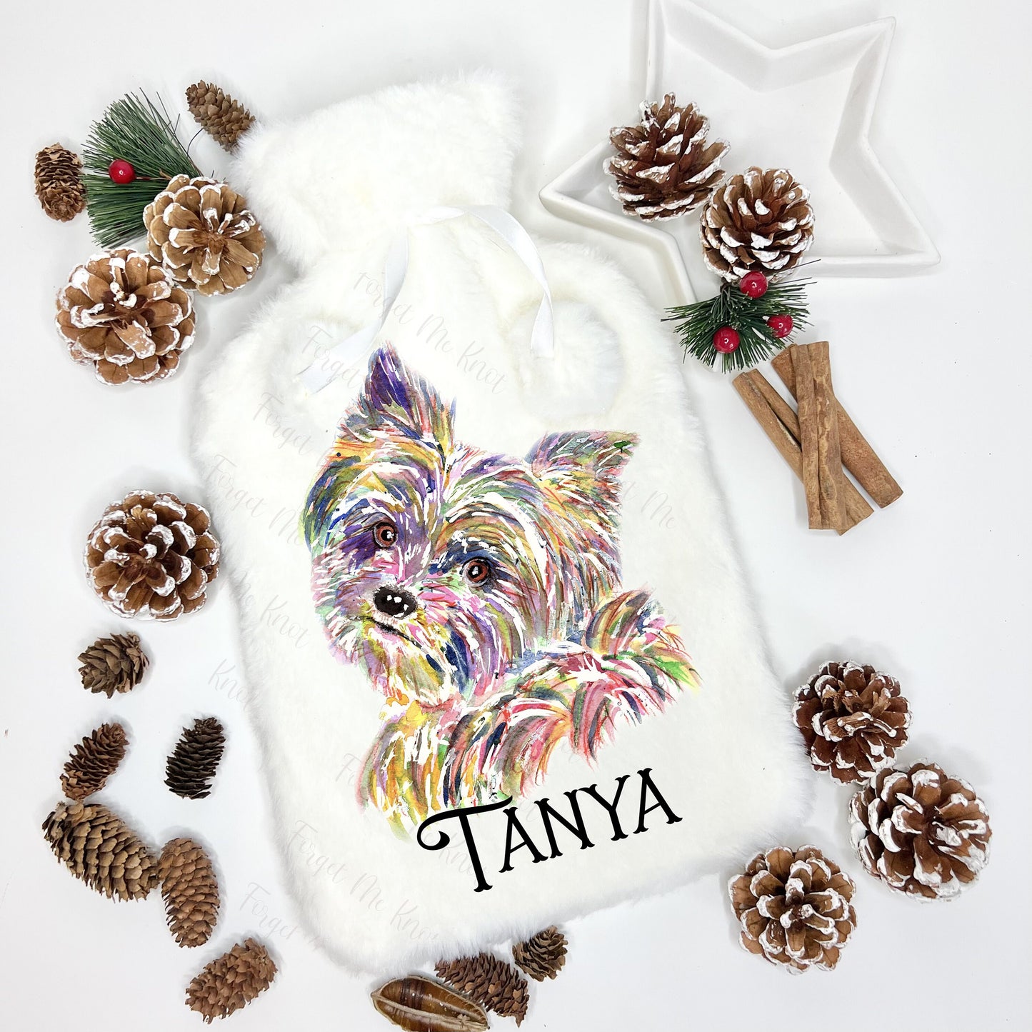 Yorkshire terrier Gift, Hot Water Bottle, Personalised Hot Water Bottle, Dog Hot Water Bottle, Christmas Gift For Granddaughter