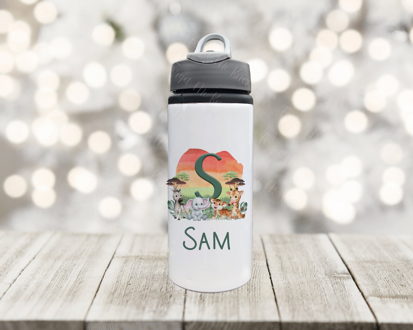 Kids Safari Water Bottle, Personalised Water Bottle, Water Bottle With Straw, Drinks Bottle For Kids, School Bottle,