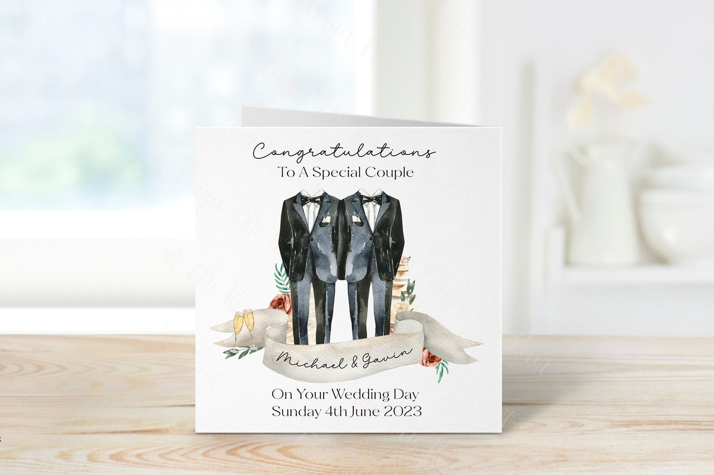Personalised Gay Wedding Card, Same Sex Wedding Card, Mr & Mr Wedding Day Card