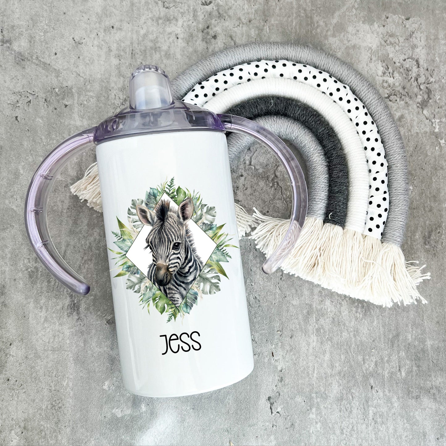 Personalised Giraffe Safari Sippy Cup, Kids Sippy Cup, Double Handled Beaker For Kids
