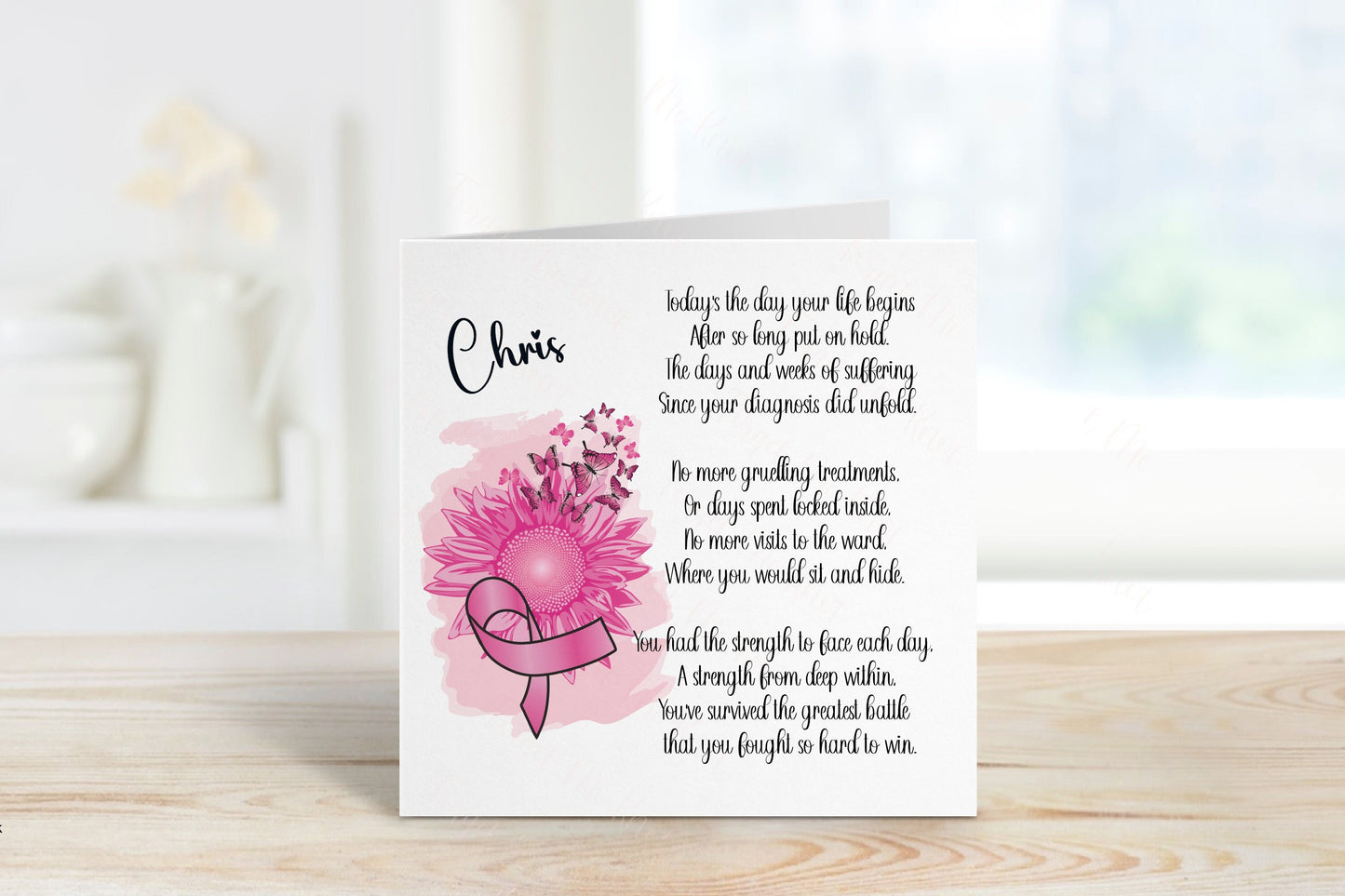 Breast Cancer Survivor Card, Beaten Cancer Card, Survivor Card, Card For Her, Card For Him, Pink Butterfly Cancer Survivor Card