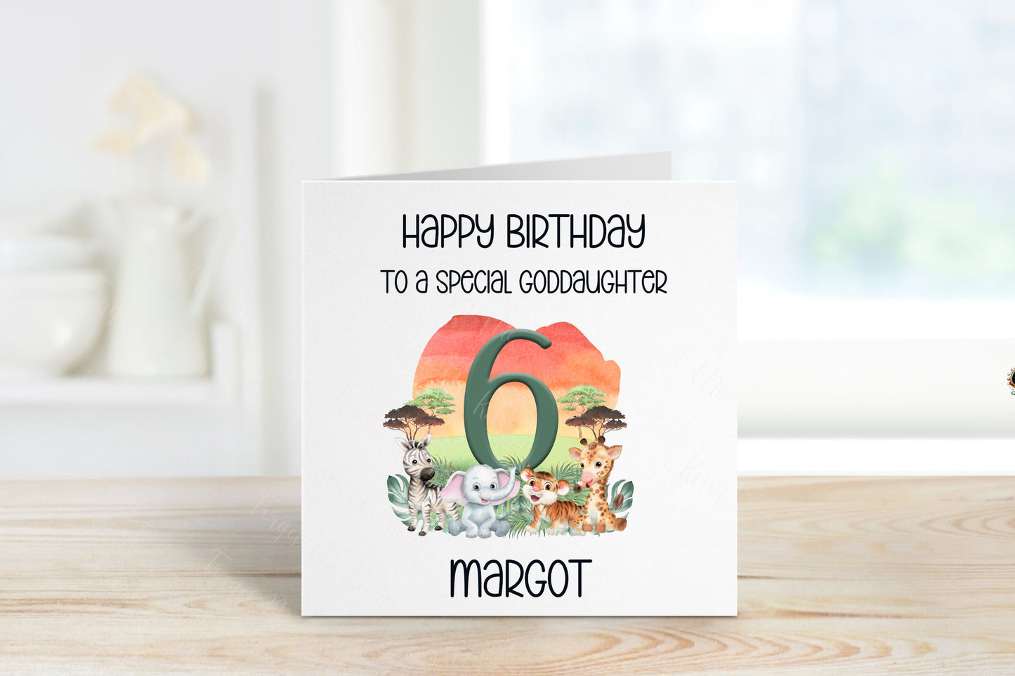 Personalised Niece Birthday Card, Safari Theme Birthday Card, Any Age, 1st, 2nd, 3rd, 4th, 5th, 6th Niece Birthday Card