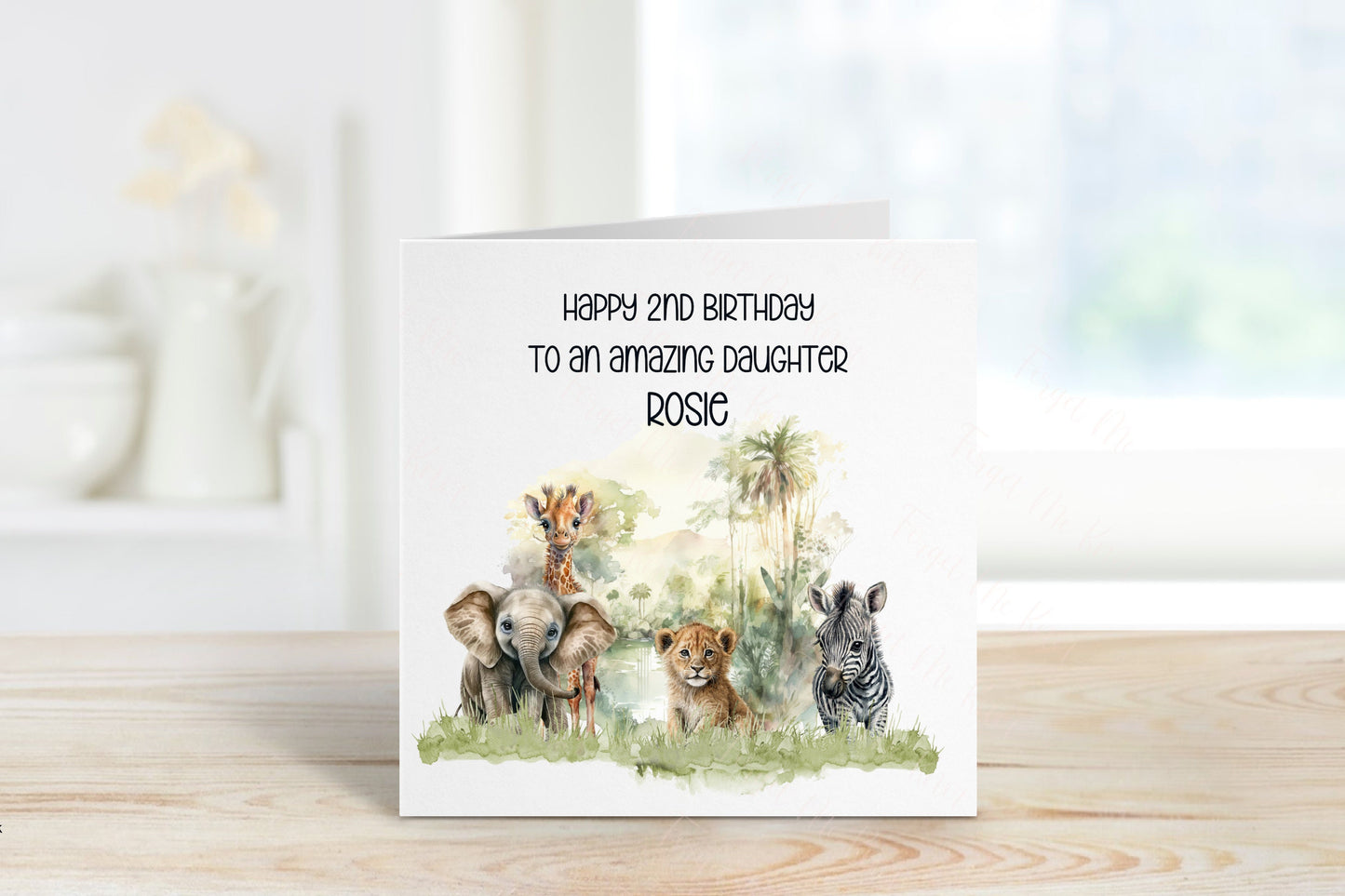 Personalised Granddaughter Birthday Card, Safari Theme Birthday Card, Any Age, 1st, 2nd, 3rd, 4th, Granddaughter Birthday Card