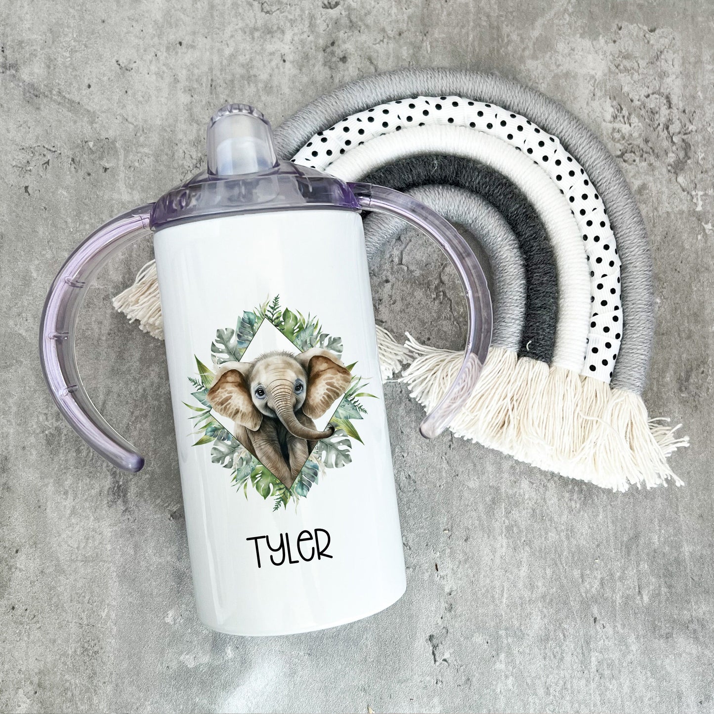 Personalised Giraffe Safari Sippy Cup, Kids Sippy Cup, Double Handled Beaker For Kids