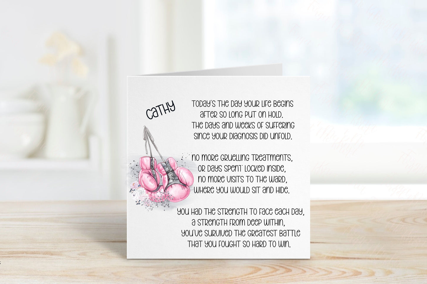 Cancer Survivor Card, Beaten Cancer Card, Survivor Card, Card For Her, Card For Him, Pink Boxing Cancer Survivor Card