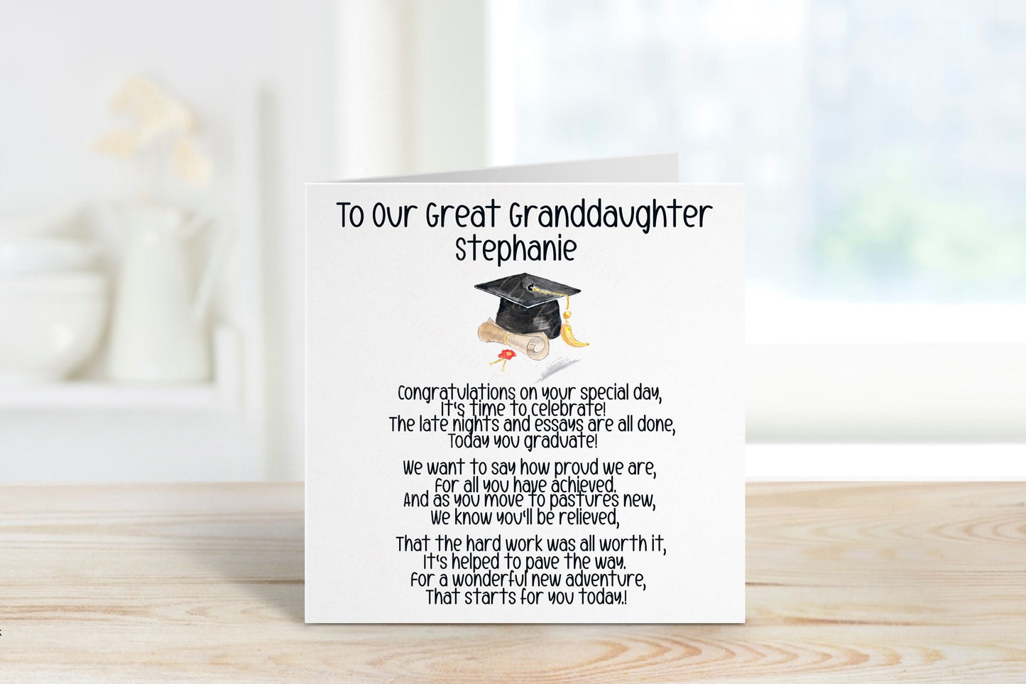 Great Granddaughter Graduation Card, Personalised Graduation Card For Her, Graduation Card For Great Granddaughter