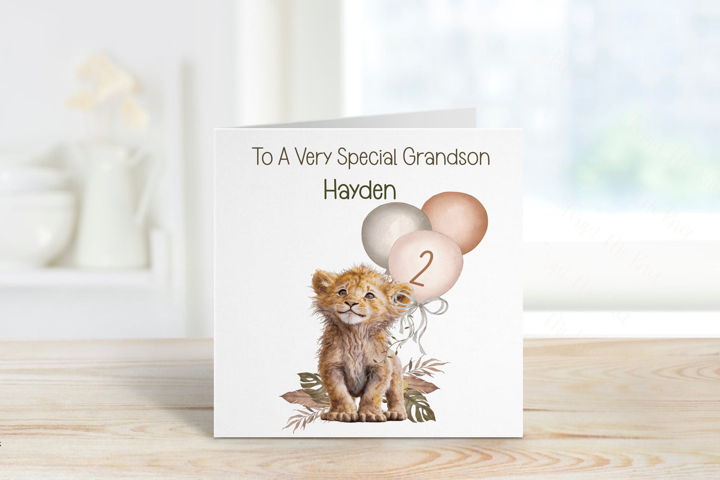 Personalised Grandson 2nd Birthday Card, 2nd Birthday Card For Girls Or Boys, Personalised Wild Birthday Safari Jungle Card, Monkey Card