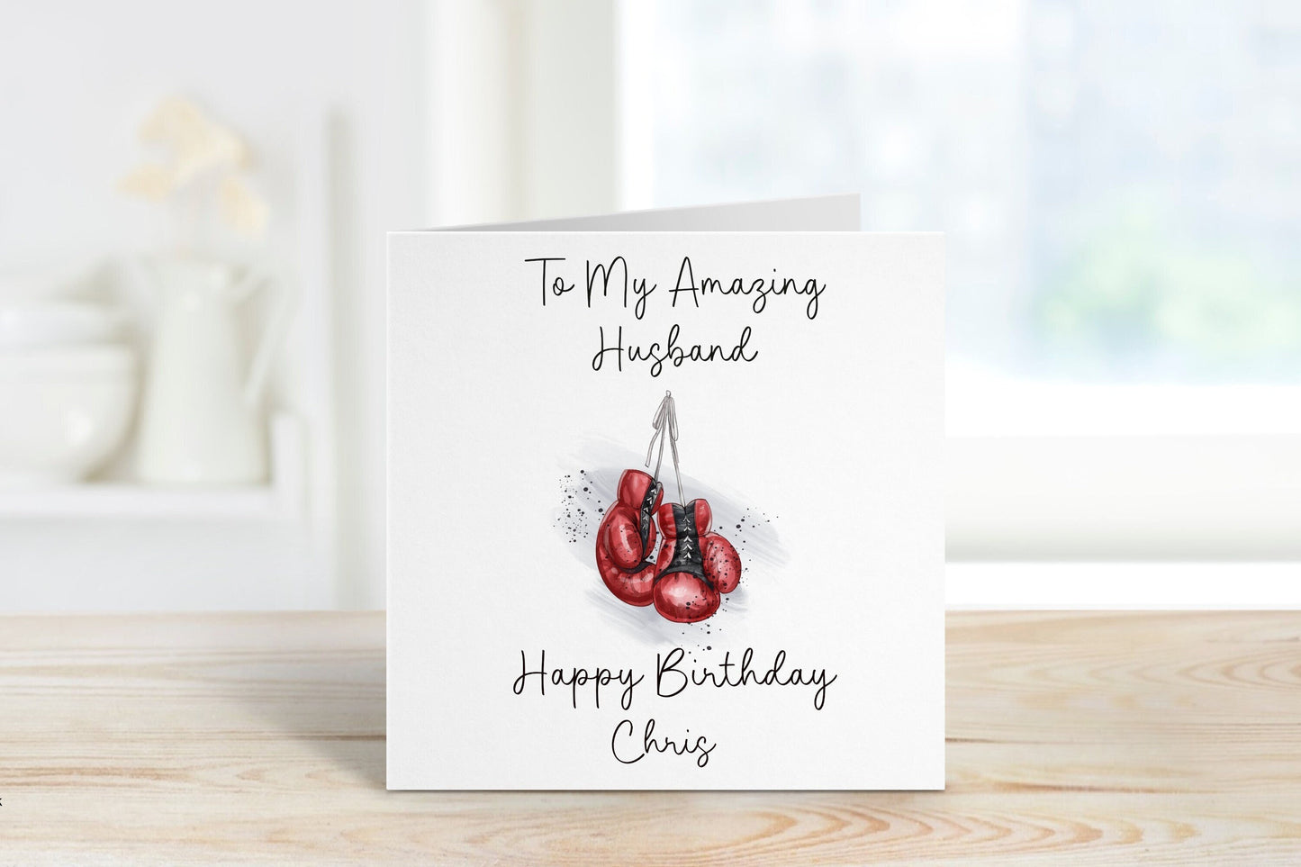 Husband Birthday Card, Personalised Birthday Card For Husband, Any Age, Personalised Husband Birthday Card, Boxing Glove Card