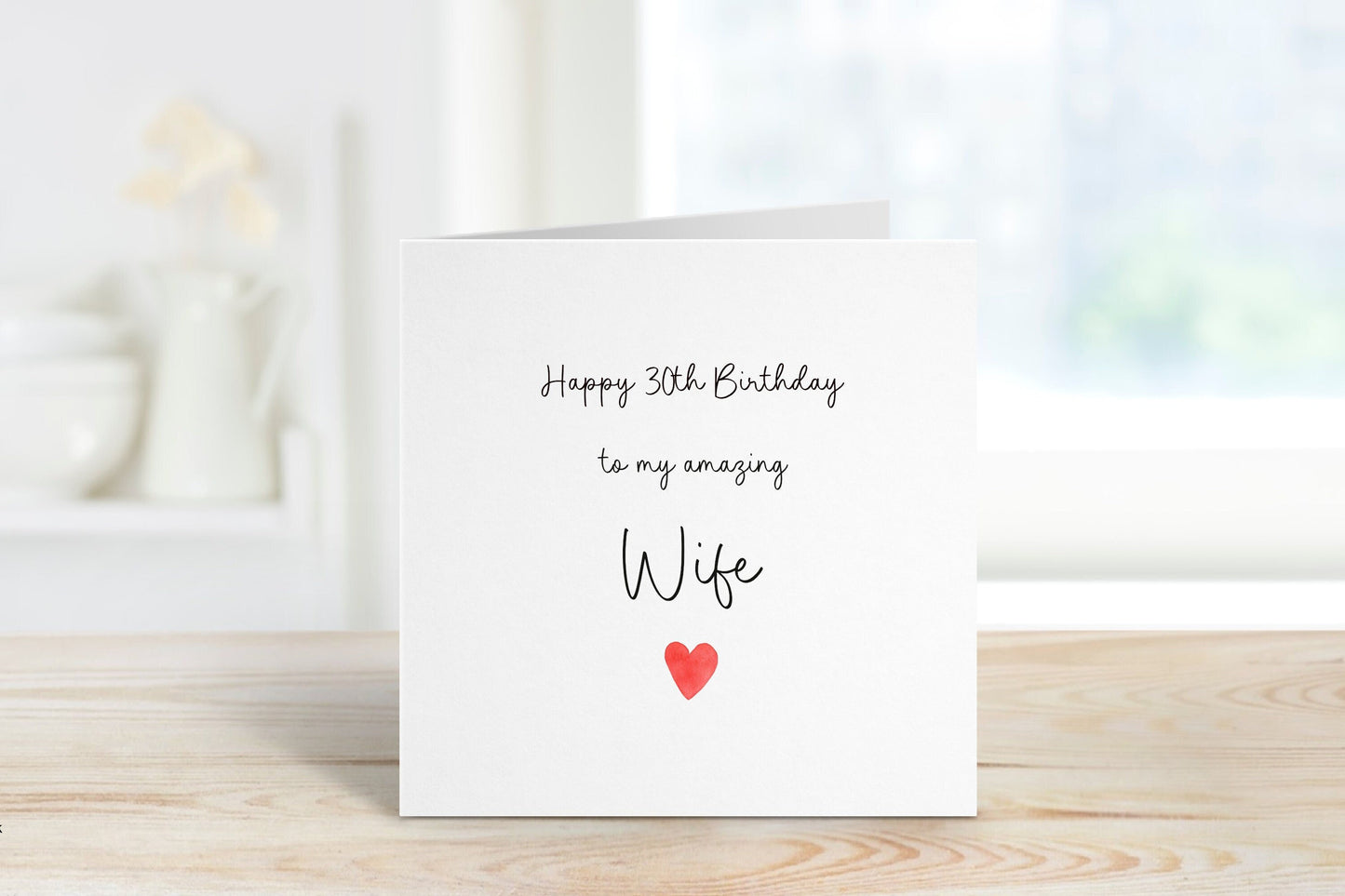 Wife Birthday Card, Birthday Card for Wife, Any Age Birthday Card, 30th Birthday Card Wife
