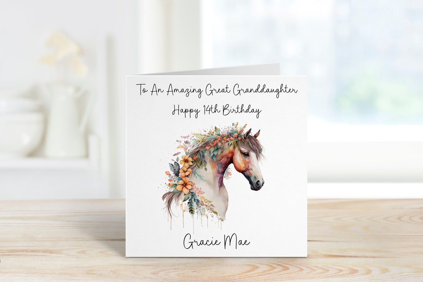 Personalised Great Granddaughter 14th Birthday Card, Birthday Card For Granddaughter, Birthday Card For Girls, Any Age, Any Title Card