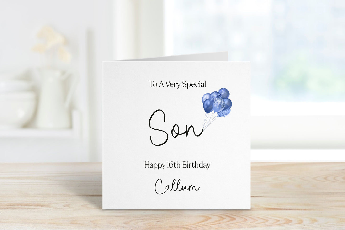 Nephew 16th Birthday Card, Personalised 16th Birthday Card For Boys, Any Age, Nephew Birthday Card, Blue Balloon Card