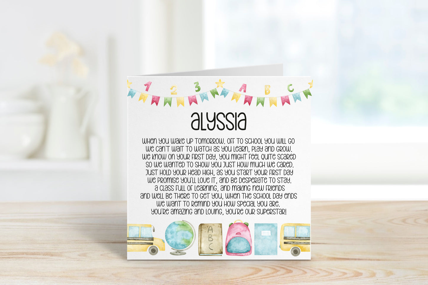 First Day At School Card, Personalised 1st Day At School Card, 1st Day At School Card, Good Luck Card