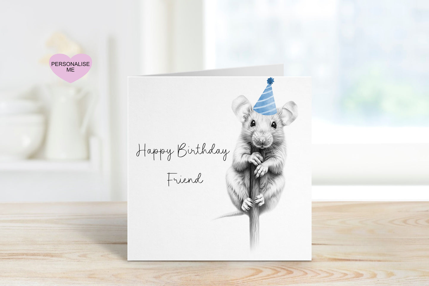 Cute Rat Birthday Card, Friend Birthday Card, Birthday Cards For Any age, 60th Birthday For Friend, Sketch Rat Birthday Card