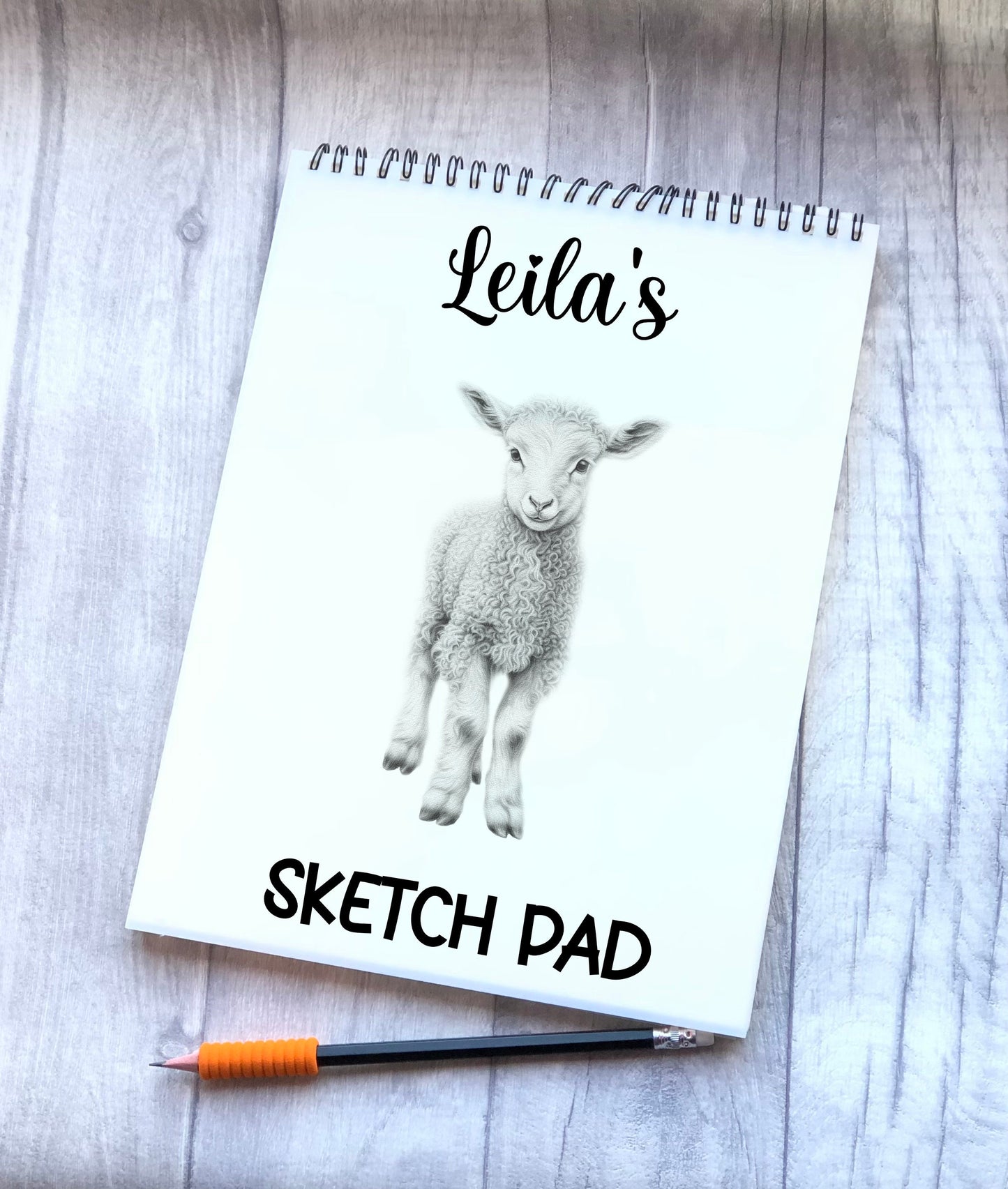 Sketch Book, Personalised Sketchbook, Lamb Drawing Book, Granddaughter Gift, Daughter Stocking Filler, Christmas Gift